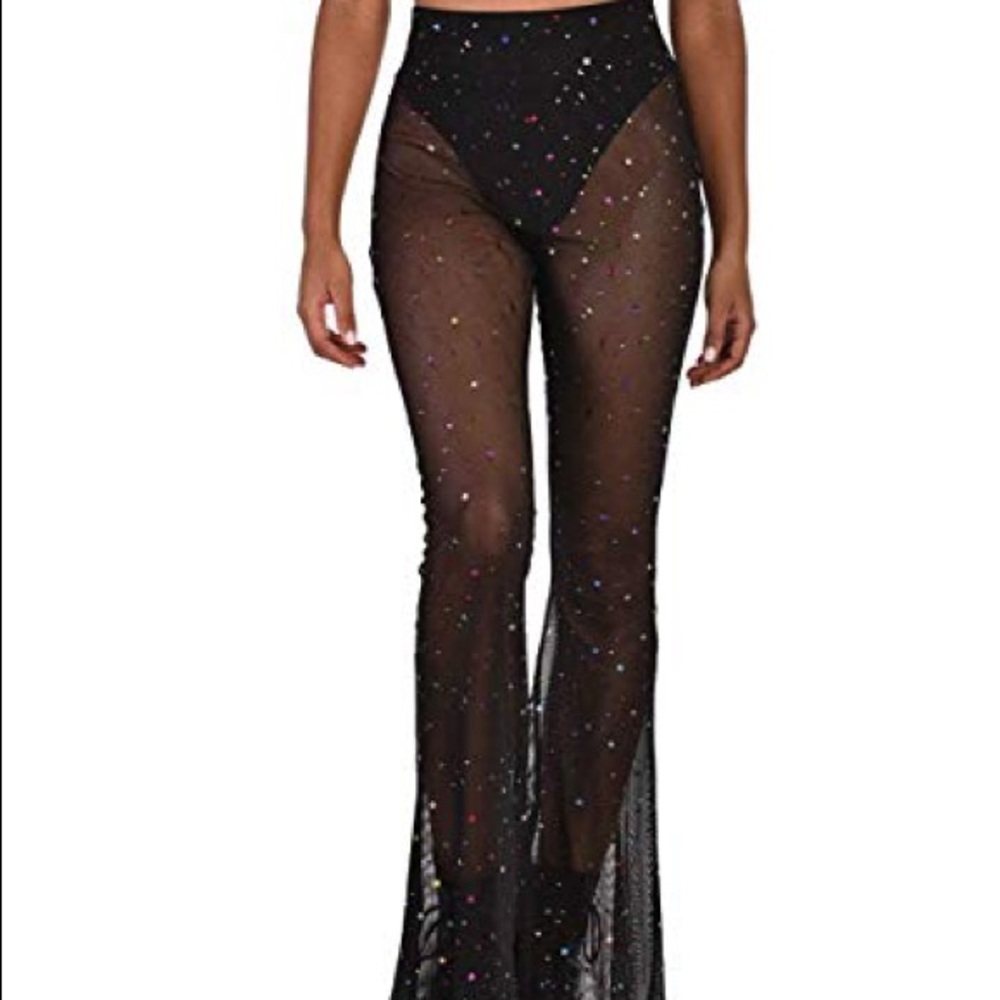iheartraves mesh pants rainbow star
